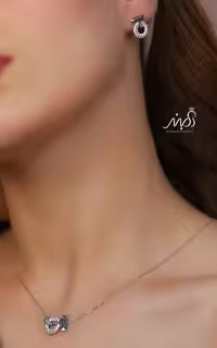 💍نیم ست جواهری (گردنبند و گوشواره ) خاص و زیبا ، نقره عیار 925( N_4389)