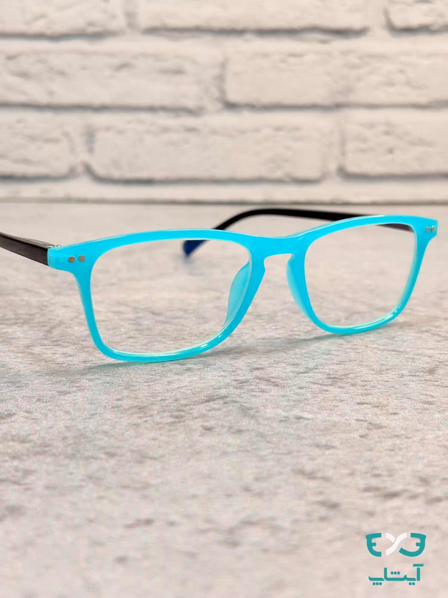 عینک مطالعه شیشه ای فیروزه ای 1.50
