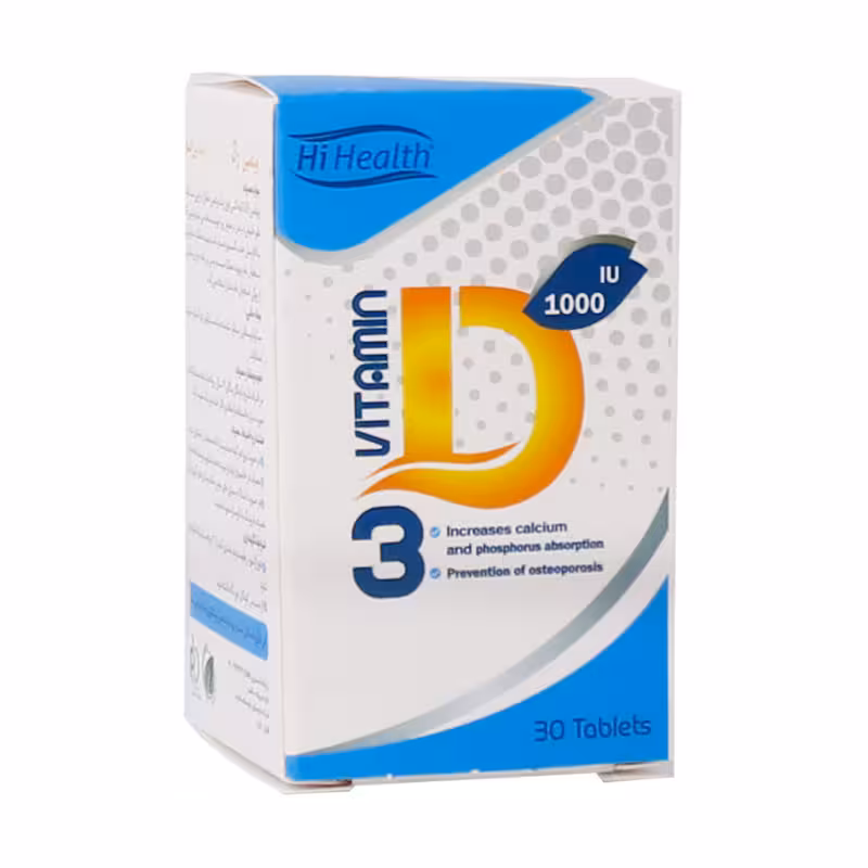 قرص ویتامین D3 1000 واحد های هلث 30 عدد | Hi Health Vitamin D3 1000 IU