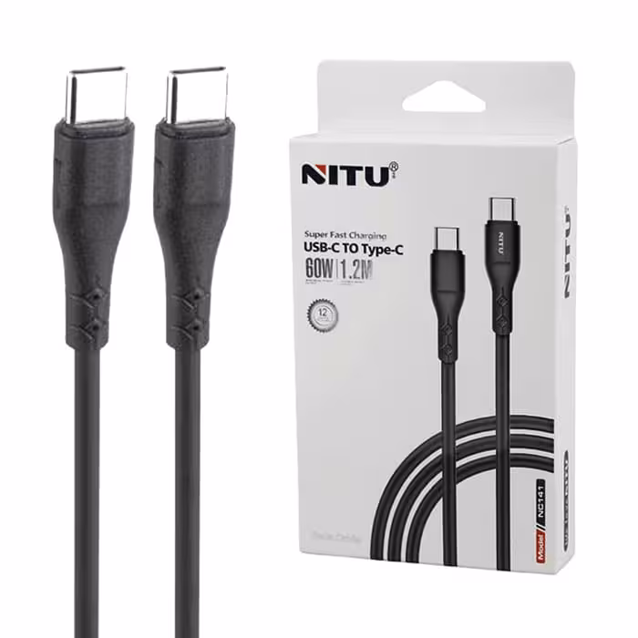 کابل Type-C به Type-C نیتو NITU NC141 طول 1.2 متر 60 وات