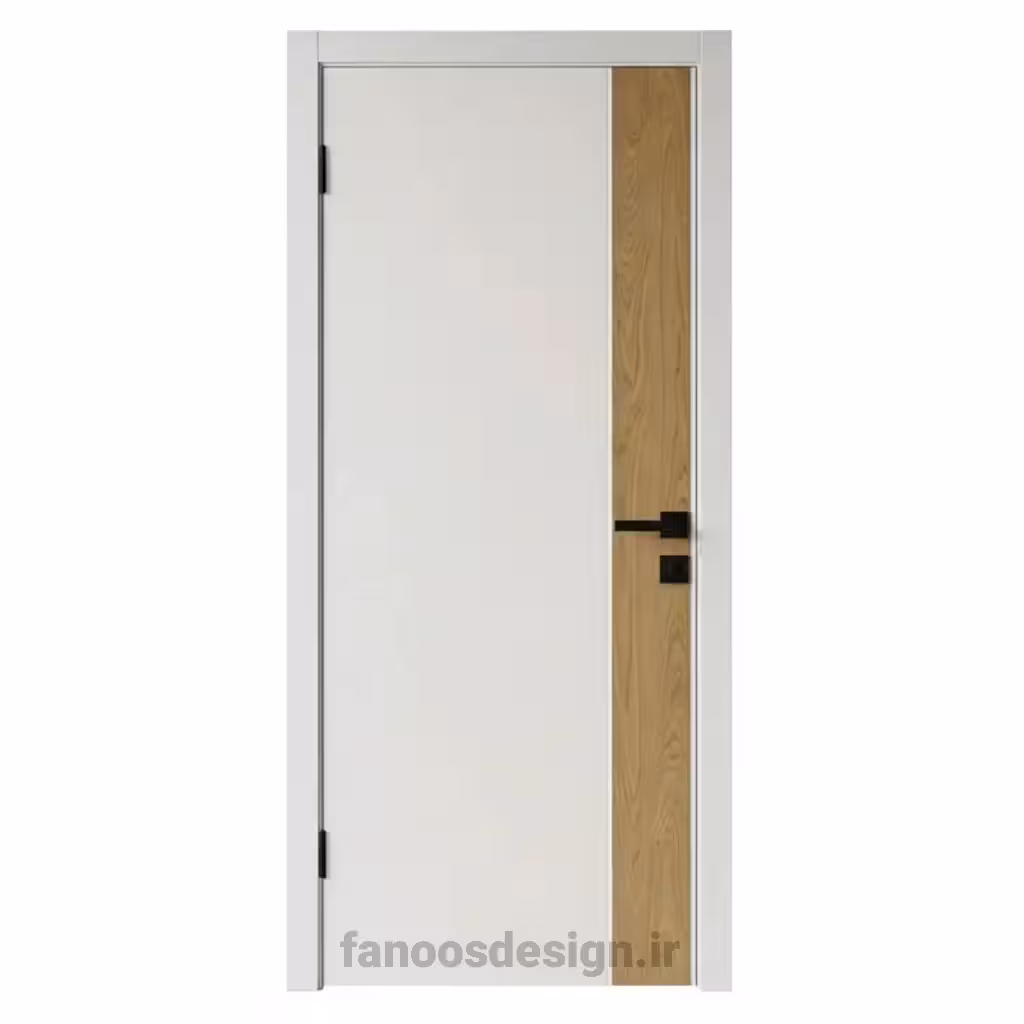 درب مدرن سفید با قاب چوبی و طراحی مینیمال کد 30628