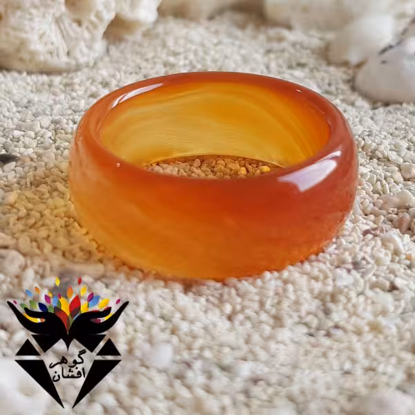 حلقه تک عقیق سلیمانی پهن اصل و زیبا R1843