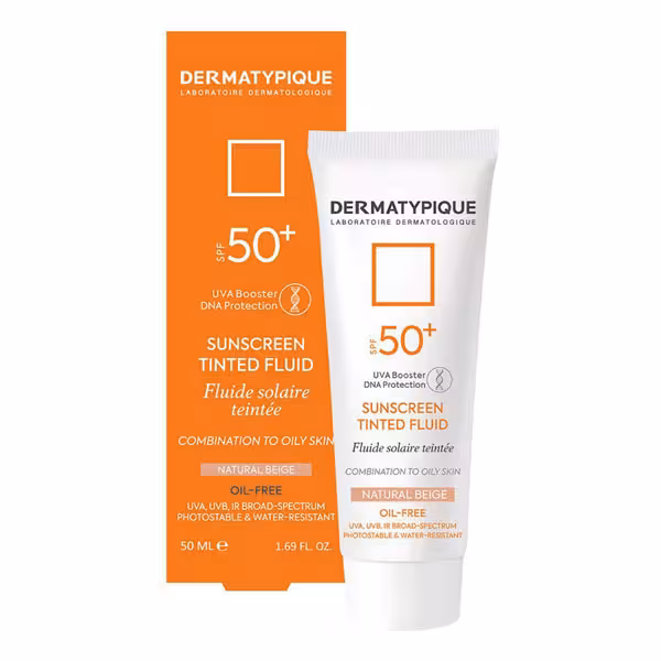 ضد آفتاب فلوئید درماتیپیک مناسب پوست چرب رنگ بژ طبیعی SPF50 حجم 50 میل