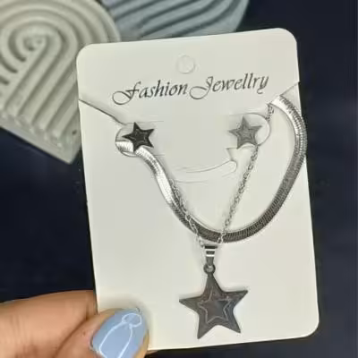 نیم ست ماری با پلاک زنجیر و گوشواره