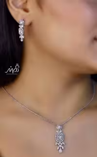 💍نیم ست جواهری (آويز و گوشواره) خاص و زیبا ، نقره عیار 925( N_4340)