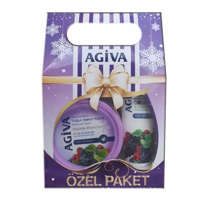 پک کادویی کرم مرطوب کننده آگیوا Agiva Böğürtlenli حاوی عصاره بلوبری 300 میل 75 میل