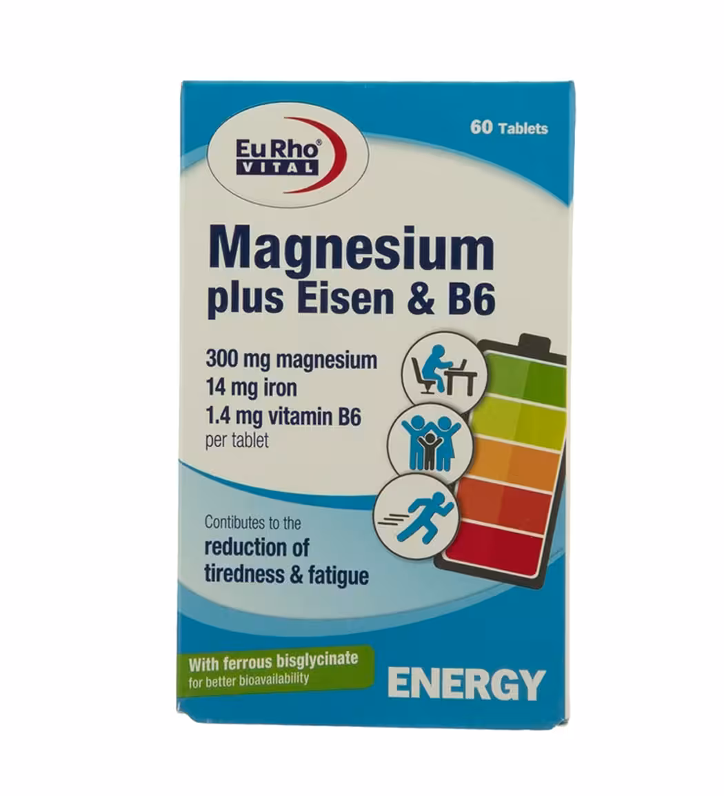 یوروویتال قرص منیزیم پلاس آیزن& ب6 انرژی 60عددی