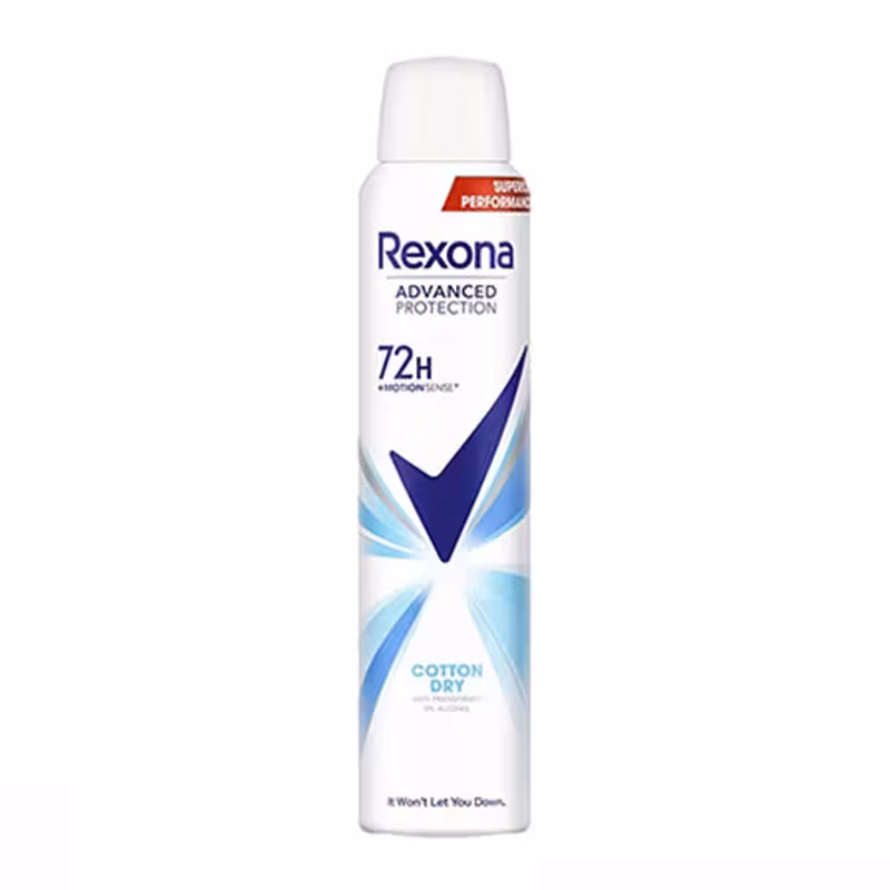اسپری ضد تعریق 72 ساعته Advanced Protection رکسونا Rexona مدل Cotton Dry حجم 200ml