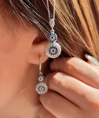 نیمست چشم نظر نقره جواهری کد 00279