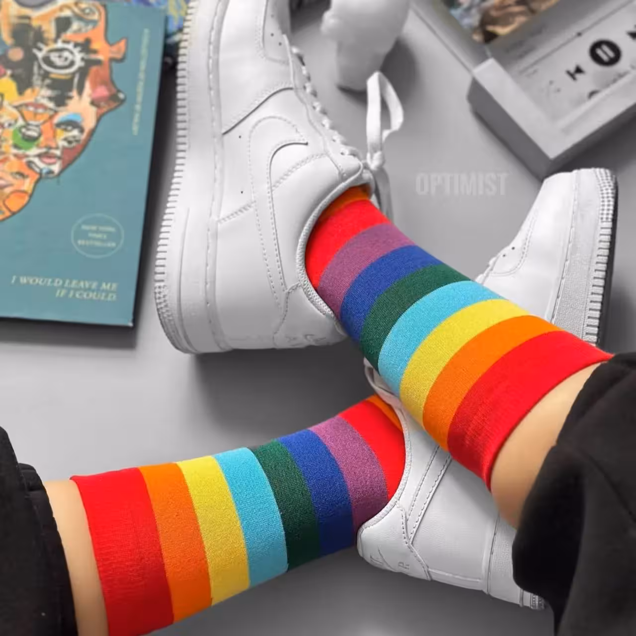 جوراب ساق بلند رنگینکمونی