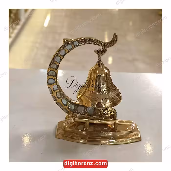 ناقوس برنجی برنزی هندی طرح ماهی سایز کوچک