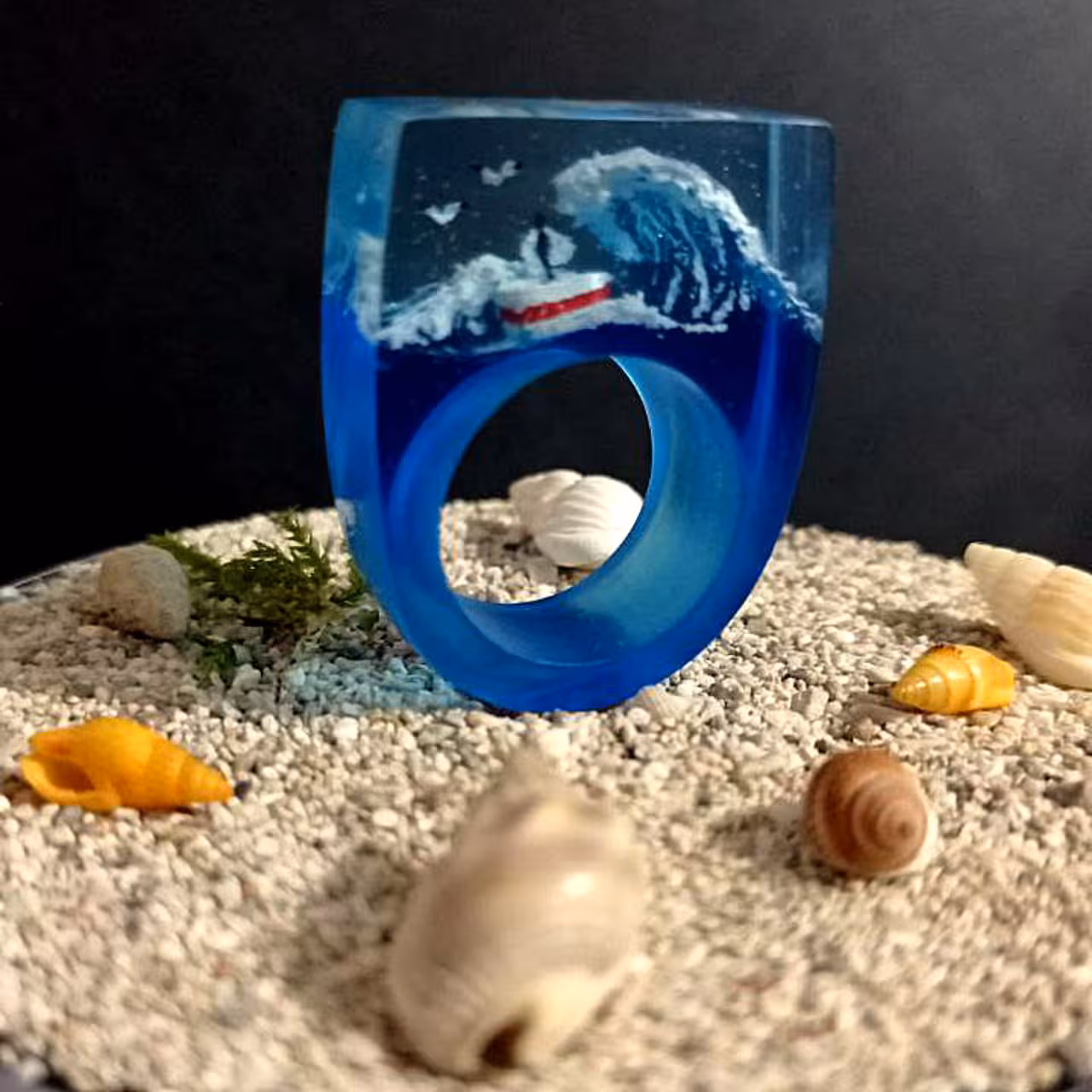 انگشتر رزین و چوب دریا و کشتی