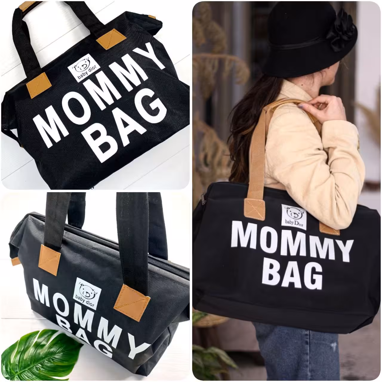 کیف مامی بگ مشکی چنس برزنتی کجراه