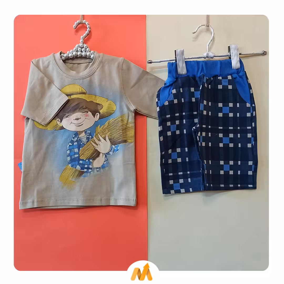 تیشرت شلوارک پسرانه طرح کشاورزی