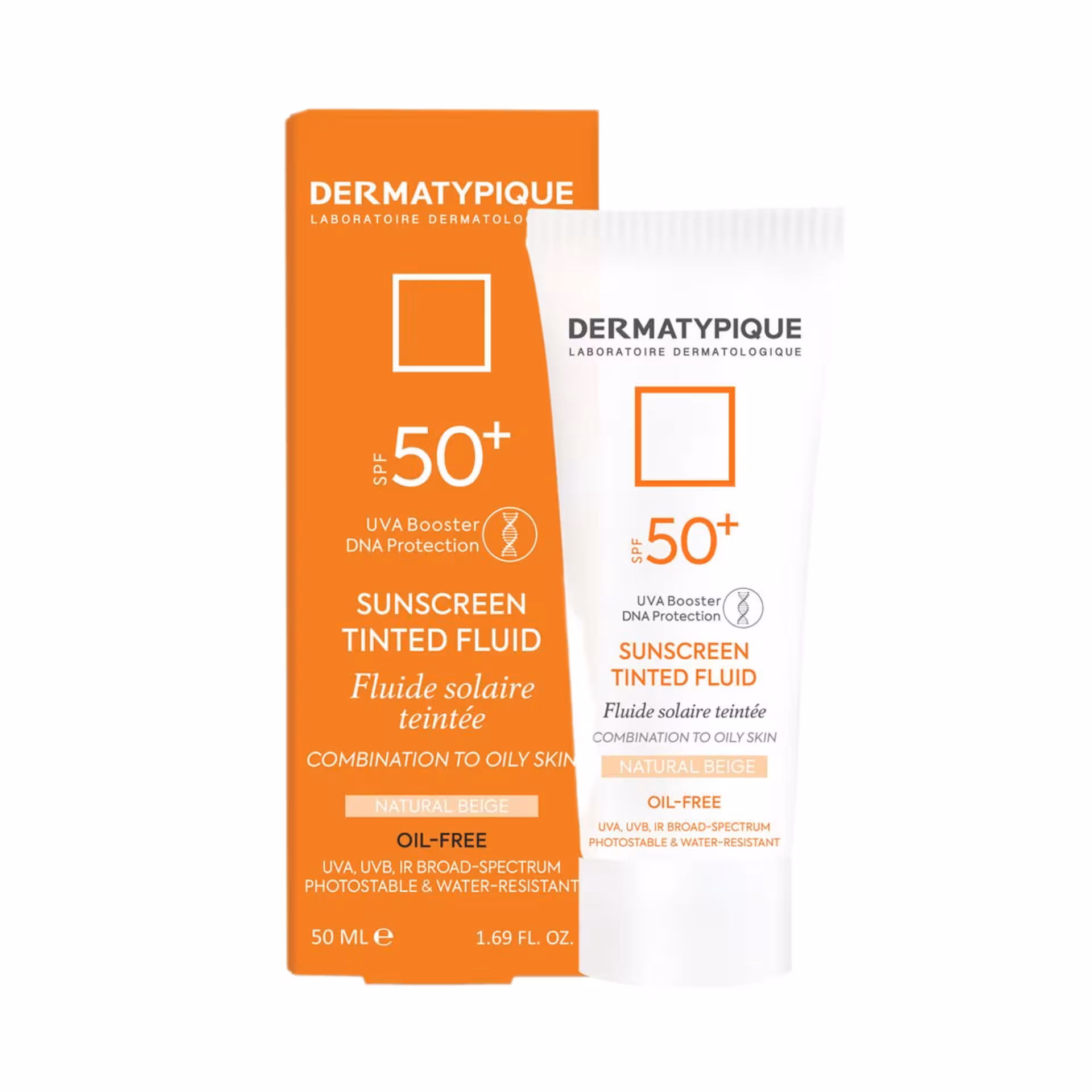 کرم ضدآفتاب رنگی پوست چرب spf 50(بژ طبیعی ) درماتیپیک حجم 50 میل