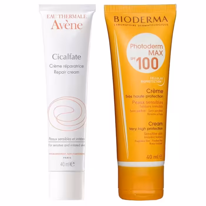 سفارش و خرید پک کرم سیکالفیت اون و کرم ضد آفتاب بدون رنگ SPF100 بایودرما