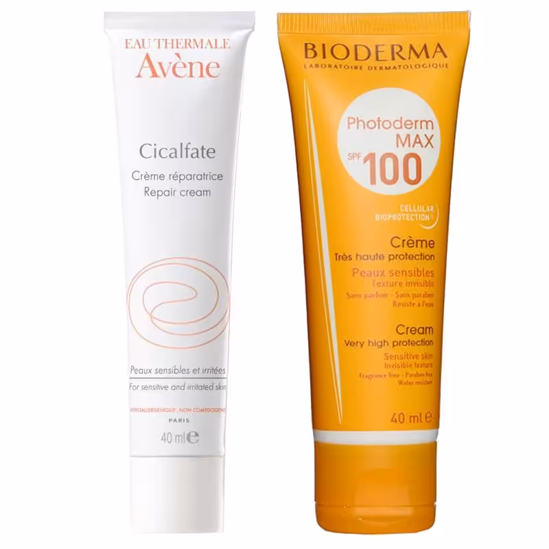 سفارش و خرید پک کرم سیکالفیت اون و کرم ضد آفتاب بدون رنگ SPF100 بایودرما