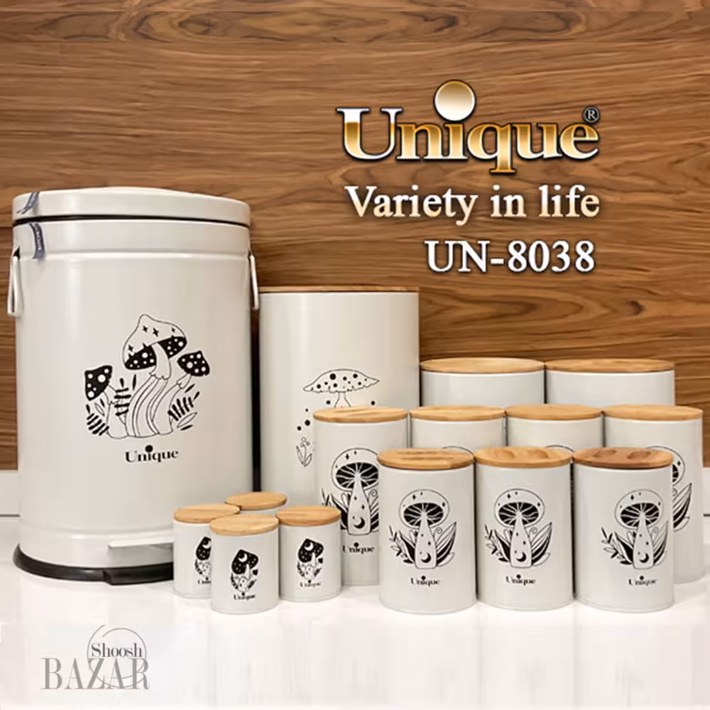 سرویس 15 پارچه کرم قارچ درب بامبو یونیک کد 8038