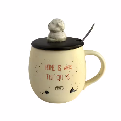 ماگ سرامیکی طرح درب گربه نشسته