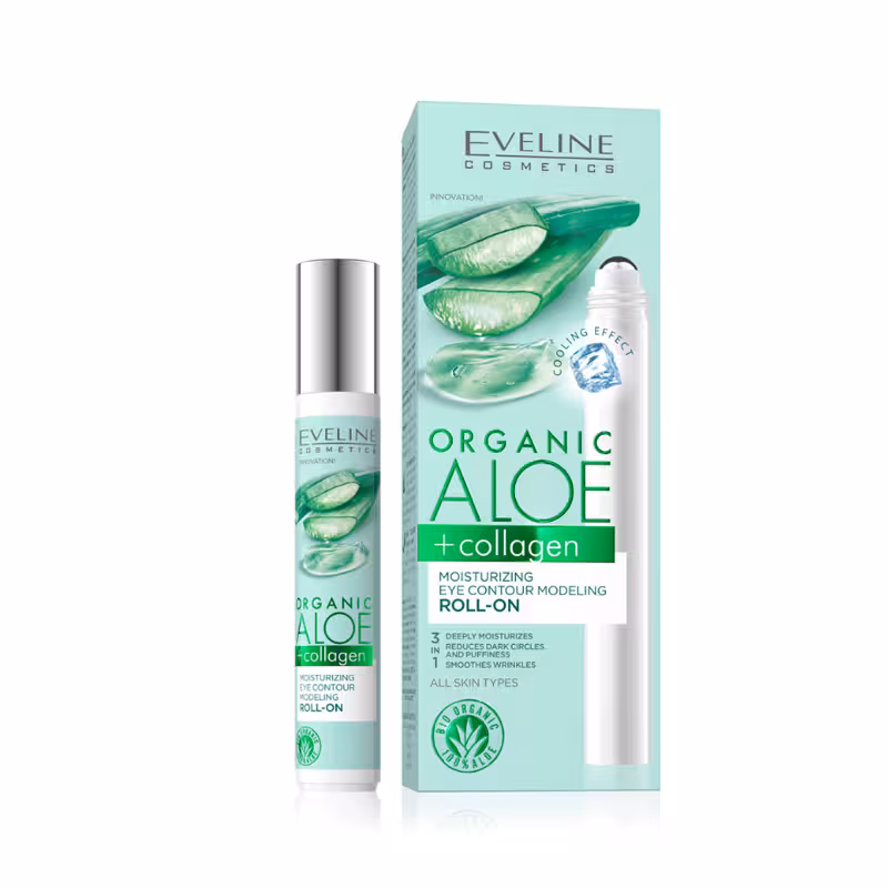 رول آبرسان دور چشم اولاین Eveline مدل Aloe Collagen حجم 15 میلی لیتر