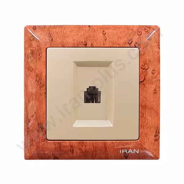 تلفن تک سوکت (2خط) مدل الیزه طرح چوب تیره میانی بژ