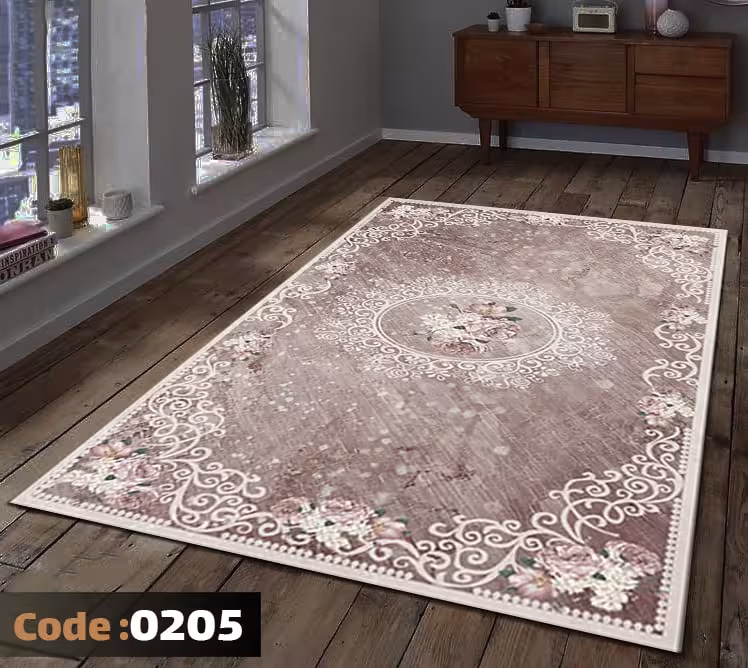 کاورفرش روفرشی دورکشدار گوشه لیفه ای لاکی ، آبی و متنوع کد 0205