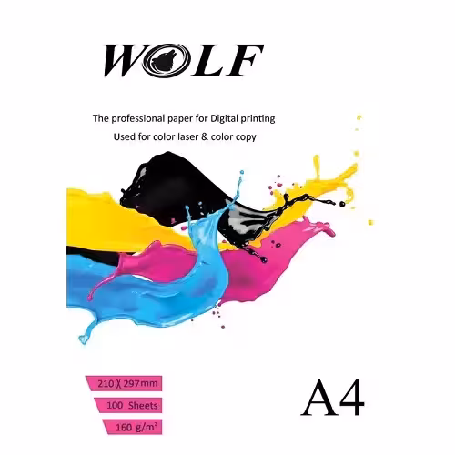 کاغذ عروسکی 160 گرم ولف سایز A4 بسته 100 برگ