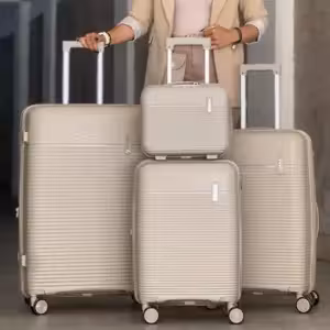 چمدان وارداتی نشکن پاور مدل POWER - PWR40340 SERIES مجموعه 4 عددی (کاور چمدان - کاور کت - کاور کفش- کیف آرایشی)