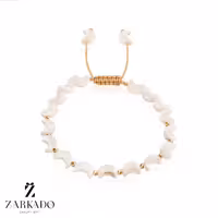 دستبند سنگ صدف طرح ماه با گوی البرنادو طلا