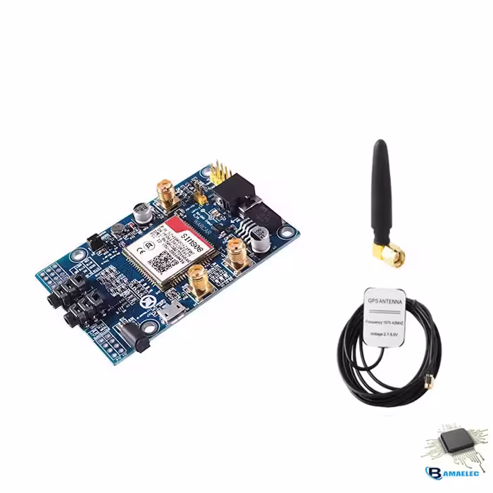 برد SIM808 به همراه آنتن GSM و آنتن اکتیو GPS