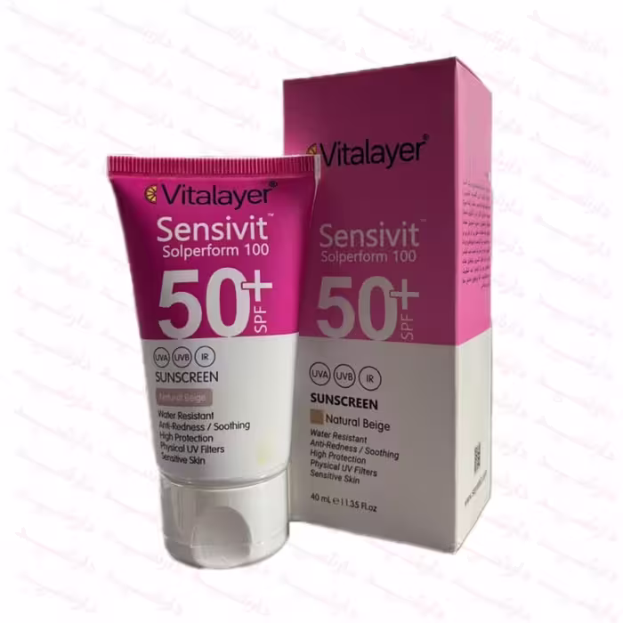 کرم ضد آفتاب رنگی ویتالیر spf50 بژ طبیعی مناسب پوست بسیار خشک 40 میلی لیتر