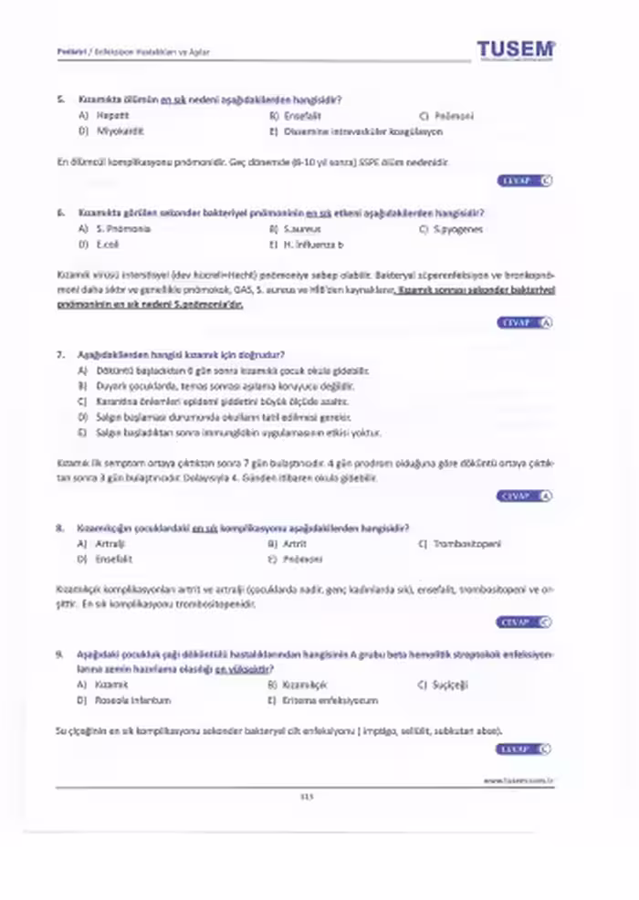 خرید و دانلود نسخه کامل کتاب Tusem Pediatri Açıklamalı Çalışma Soruları