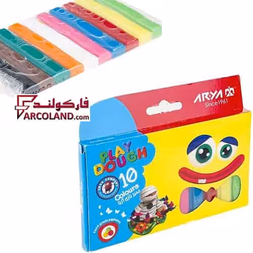 خمیر بازی 10 رنگ آریا جعبه مقوایی کد 1048