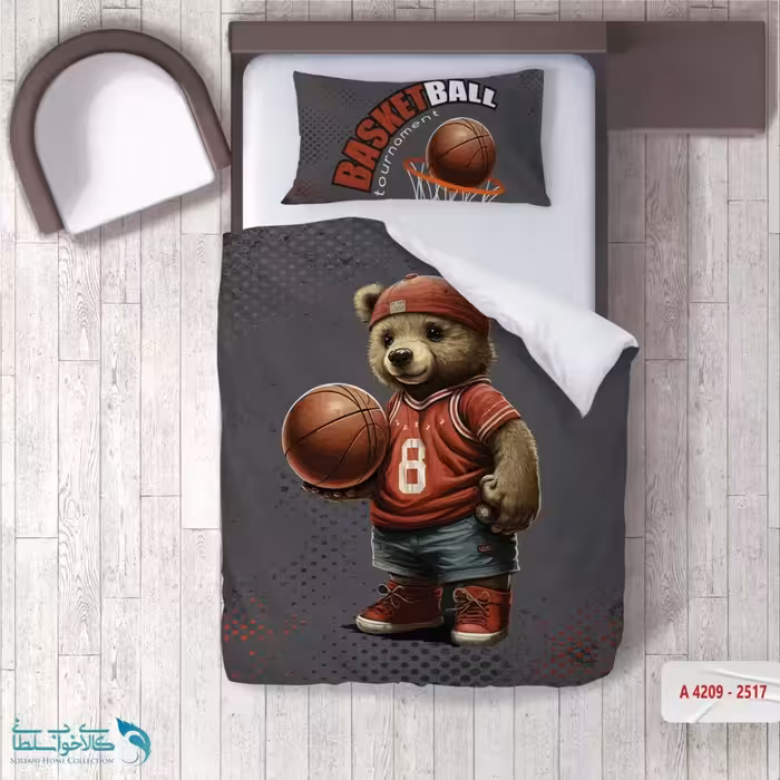 روتختی اتاق کودک طرح تدی فوتبالیست سایز یکنفره کد A4209