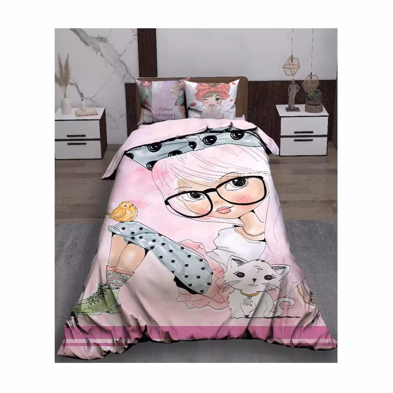 سرویس روتختی یک نفره کارینا مدل سه بعدی 5 تکه کد 1178