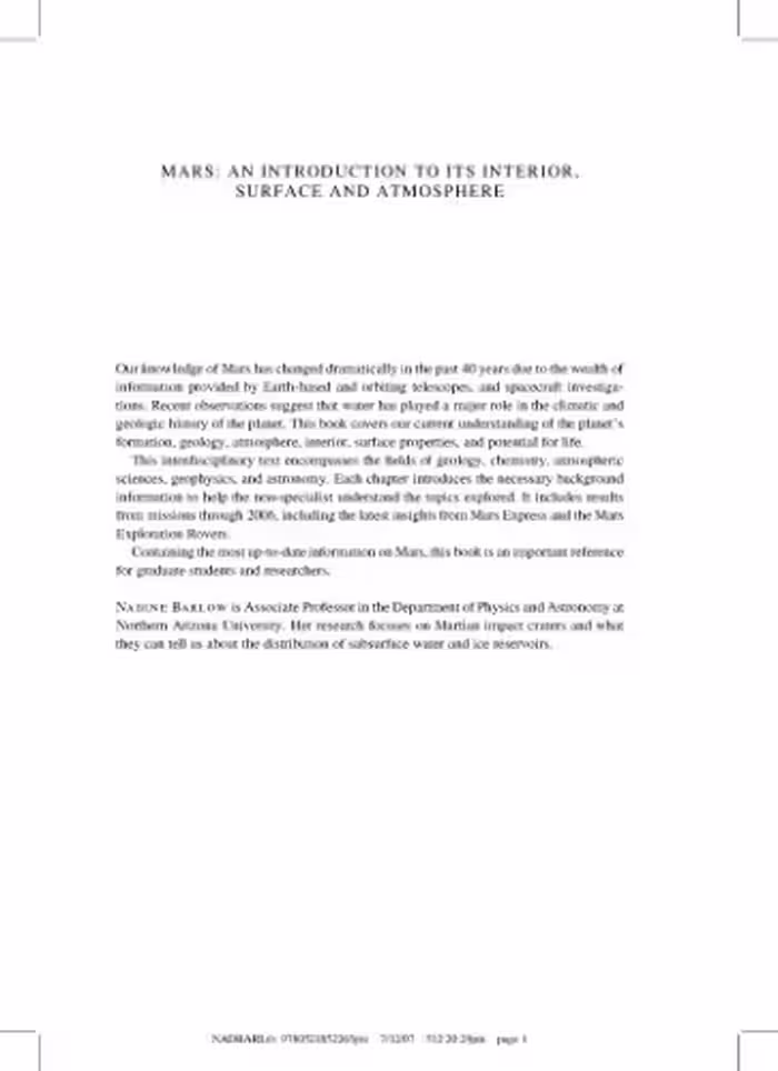خرید و دانلود نسخه کامل کتاب Mars: an introduction to its interior, surface and atmosphere
