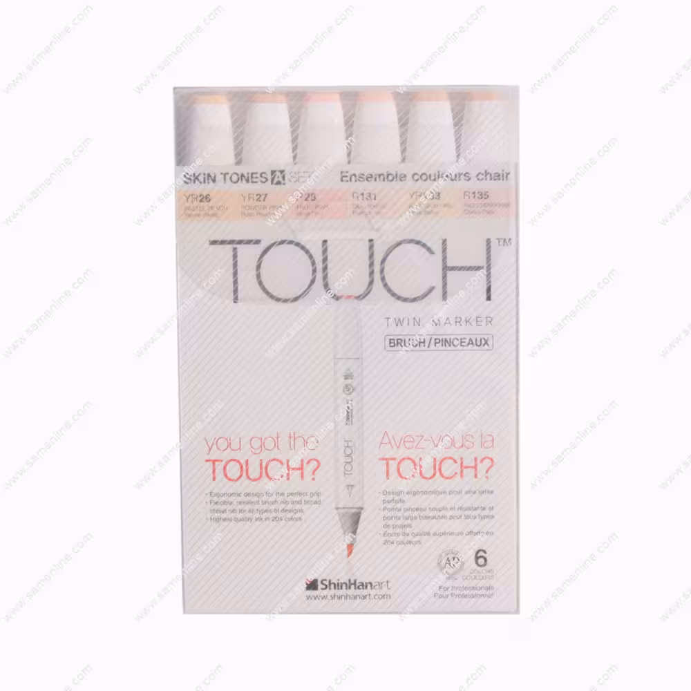 ماژیک راندو شین هان مدل تاچ براش ست 6 عددی کد SKIN TONES A