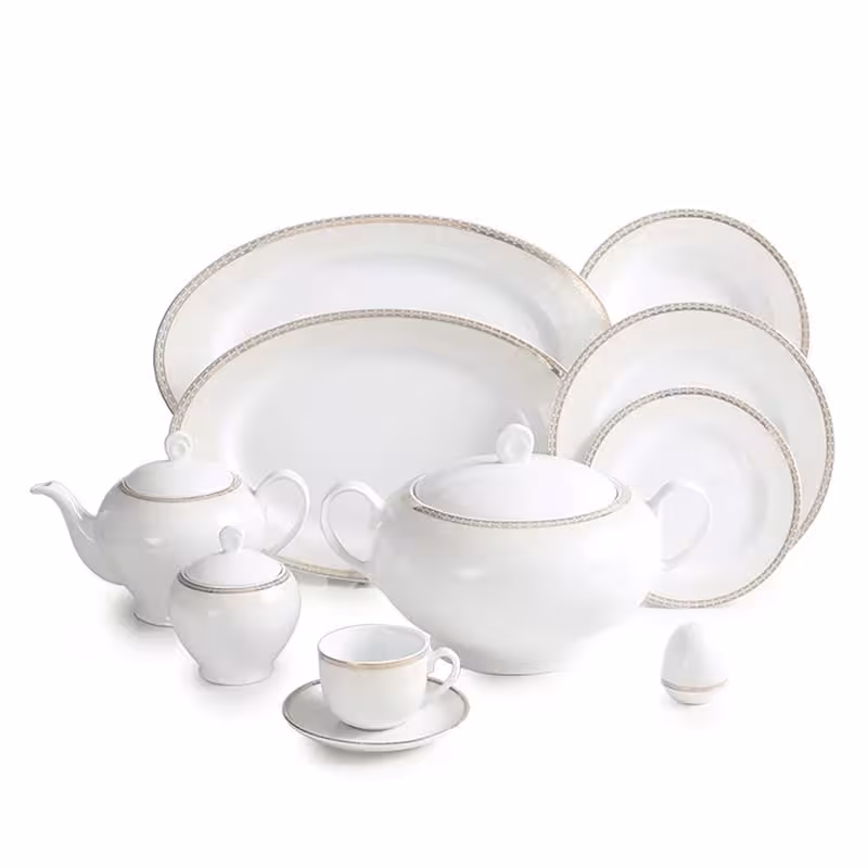 سرویس غذاخوری 102 پارچه چینی زرین ایران سری ایتالیا اف مدل Riva درجه عالی کد 51