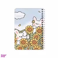 دفترچه یادداشت بامبیلیپ مدل چوبی طرح خرگوش ها و گل آفتابگردان کد 3031693