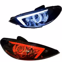 چراغ جلو اسپرت پژو 206 مدل NX مولتی کالر (ریموت دار) داخل مشکی بدون موتور دو عددی