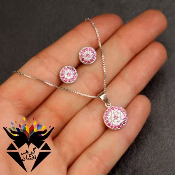 نیم ست نقره تایلندی فانتزی رنگی کد NS_1043