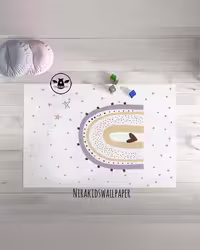 فرش کودک طرح رنگین کمان Happy