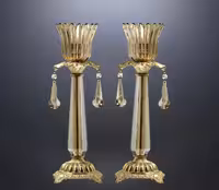 شمعدان دودی کلاسیک تمام بلور گلبرگی