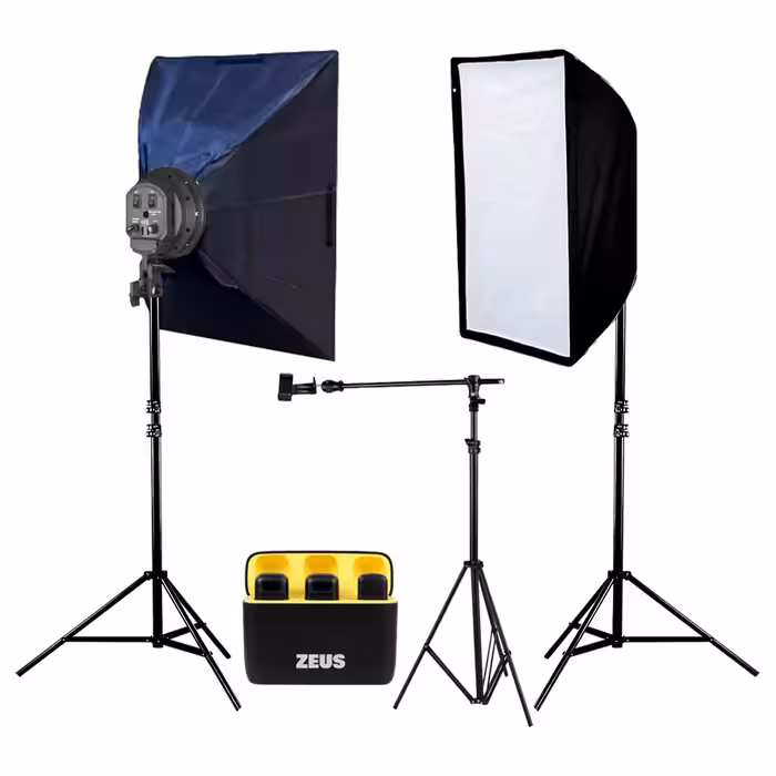 کیت سافت باکس 4 لامپ با پایه موبایل و میکروفون B-kit12