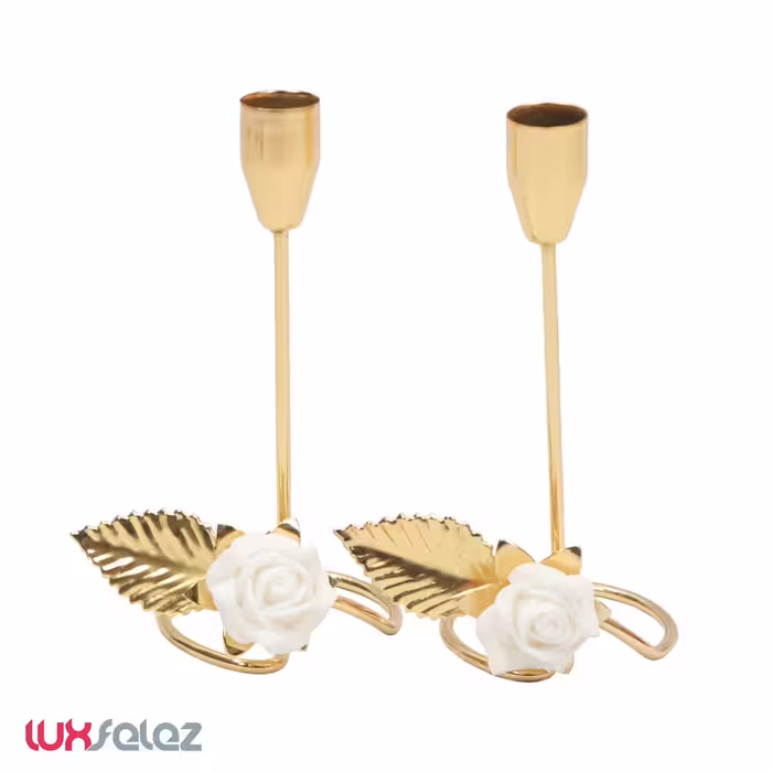 ست جا شمعی مارال مدل رز چینی 2 عددی