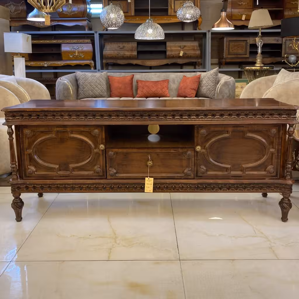 میز تلویزیون قهوه ای منبت جانا