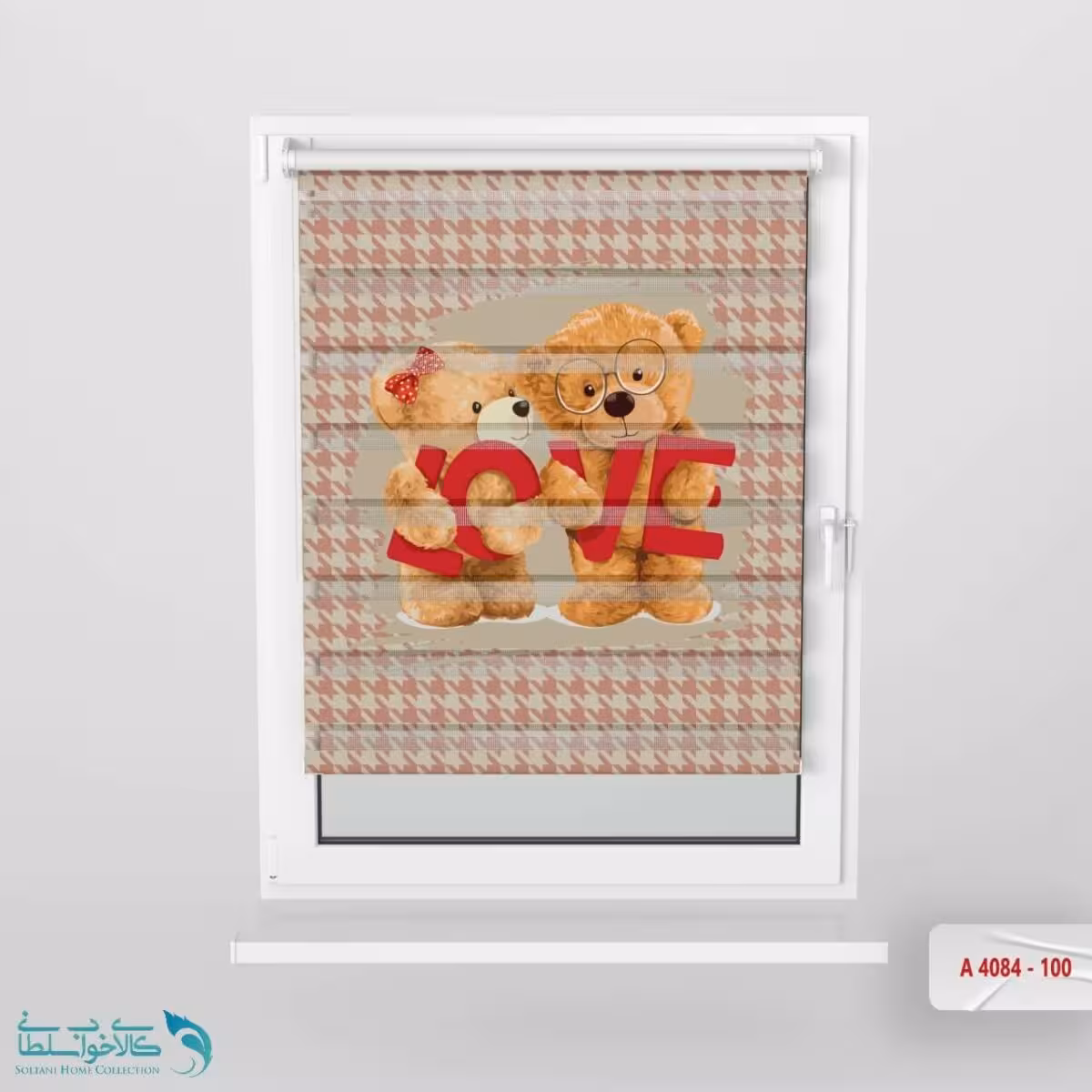 پرده زبرا اتاق کودک طرح زوج تدی کد A4084