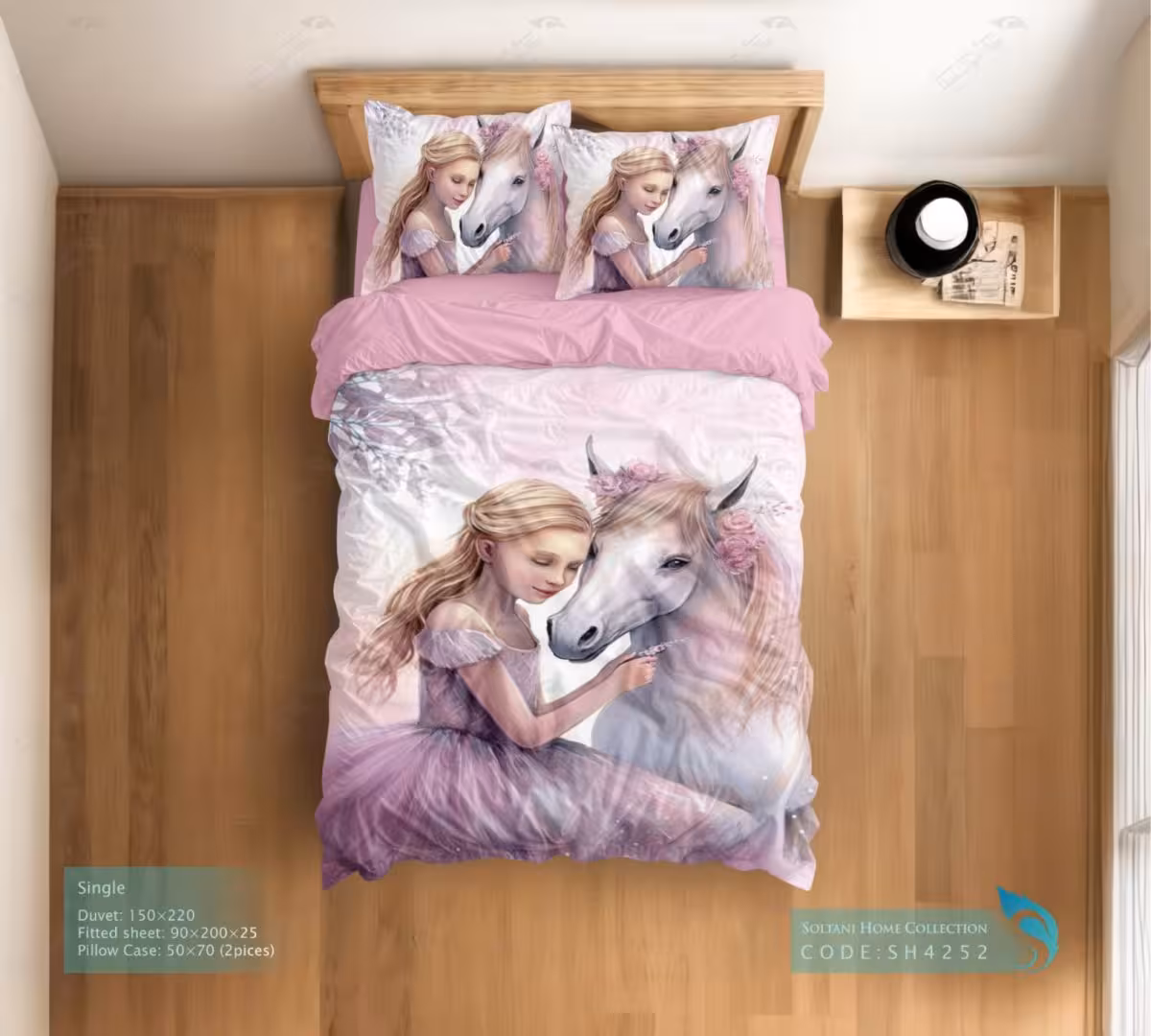 روتختی و ست کامل طرح پرنسس کوچولو و اسب سایز یکنفره کد SH4252