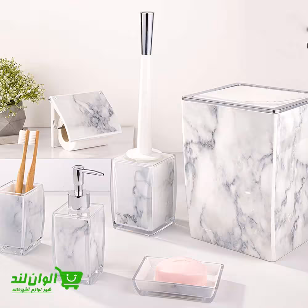 ست سرویس بهداشتی دوجداره لیمون مدل کلاسیک طرح ماربل کد 27202