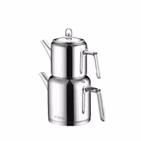 ست قوری و کتری استیل بزرگ آریلدیز Aryıldız مدل Vento با دسته فلزی – طراحی مدرن برای دم‌آوری چای اصیل